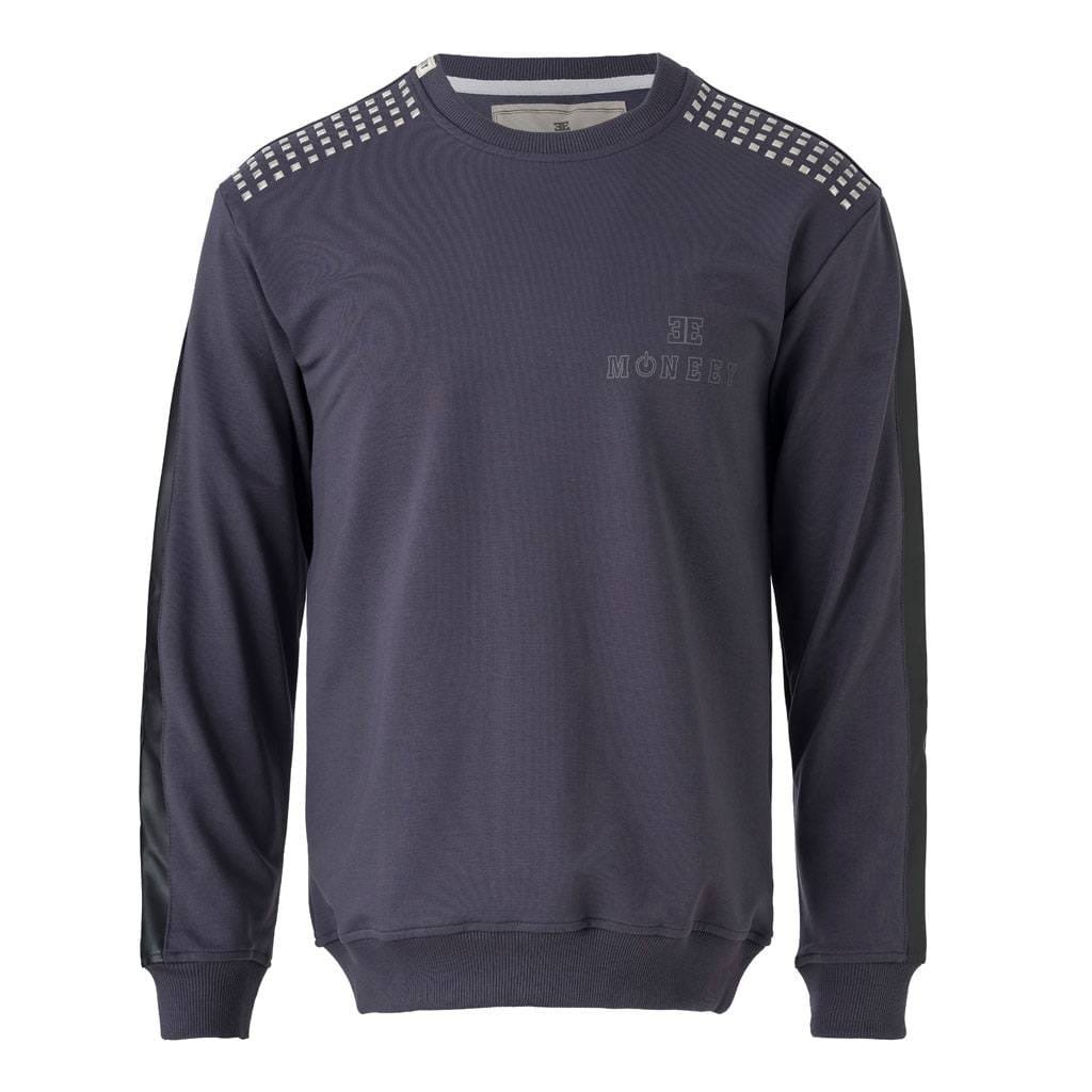 Antrasit Omuz Detaylı Siyah Şeritli "MONEEY" Sweatshirt
