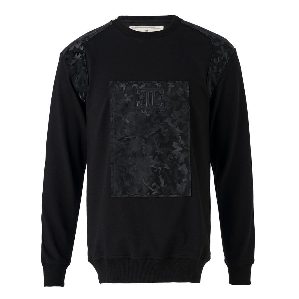 Siyah Kamuflaj Detaylı Oversize Sweatshirt