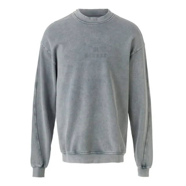 Gri Vintage Yıkamalı Oversize “MONEEY” Sweatshirt – Unisex – Kapüşonsuz