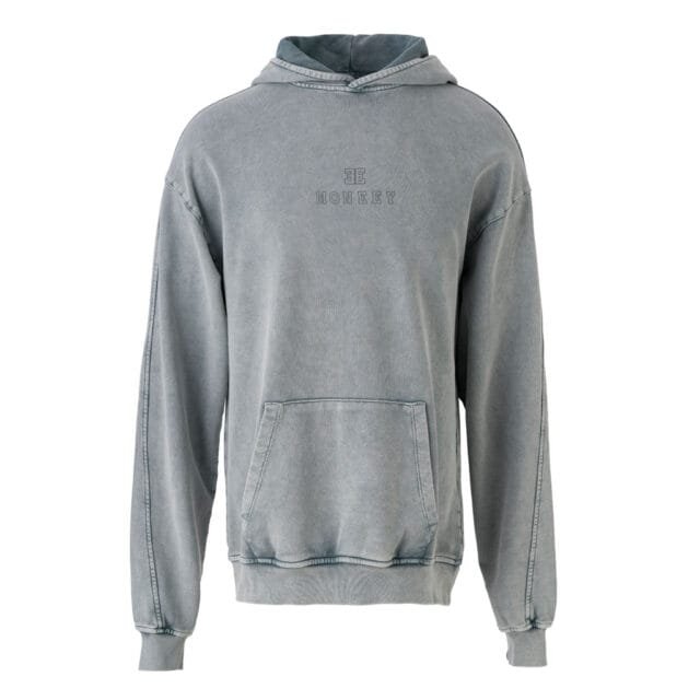 Gri Vintage Yıkamalı Oversize Kapüşonlu “MONEEY” Sweatshirt – Unisex