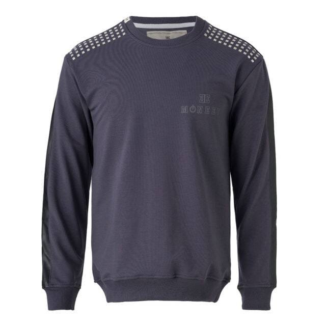 Antrasit Omuz Detaylı Siyah Şeritli "MONEEY" Sweatshirt