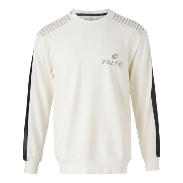 Ekru Omuz Detaylı Siyah Şeritli "MONEEY" Sweatshirt