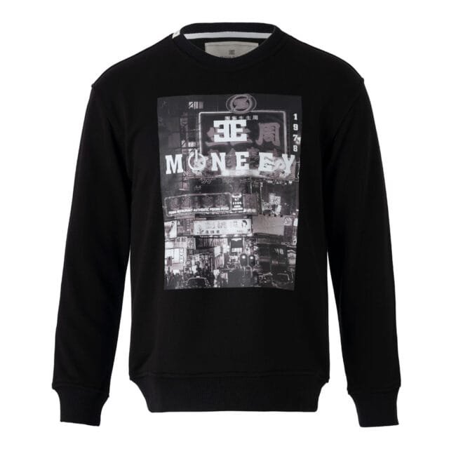 Siyah Urban Street Style "Moneey" Baskılı Sweatshirt
